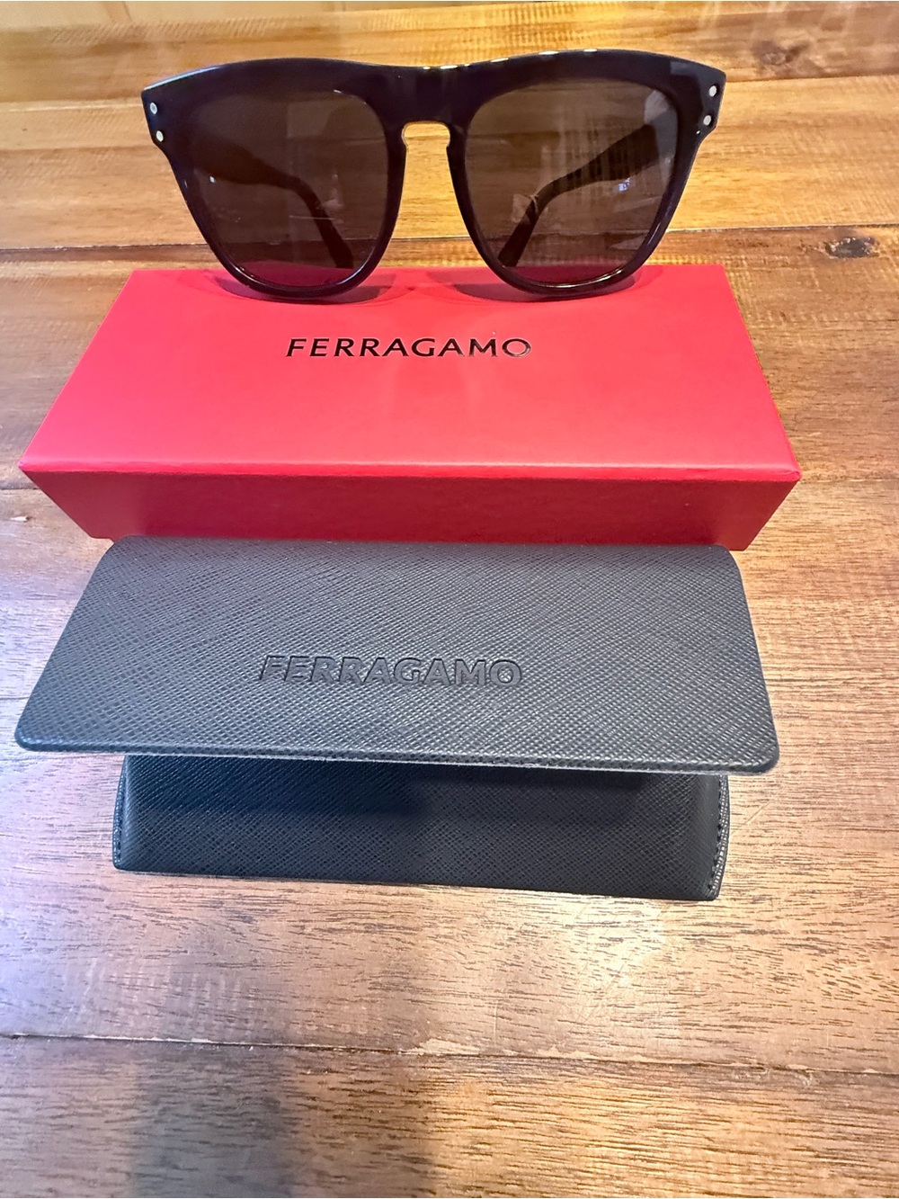 Ferragamo Women's Black Sunglasses with Black Case